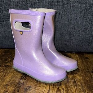 Bogs Kids' Skipper Glitter Rain Boots - Lilac Purple - Girls 13 - Fair Condition